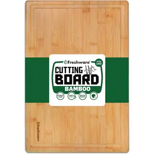 Bamboo Cutting Boards for Kitchen with Juice Groove [Extra-Large] Wood Cutting Board for Chopping Meat, Vegetables, Fruits, Cheese, Knife Friendly Serving Tray with Handles