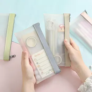 1pcs Pencil bag stationery storage bag student exam pencil bag simple Korean style large capacity transparent zipper pencil bag Office Supplies Office School Supplies