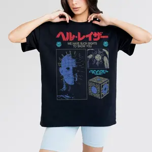 Retro Hell Horror Movie Graphic Tee: 80s Pin Head Film Inspired T-Shirt 0B3