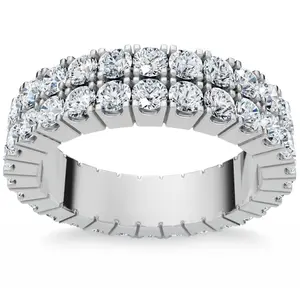 2.25Ct Diamond Eternity Wedding Anniversary Ring Double Row 10k Gold Lab Grown