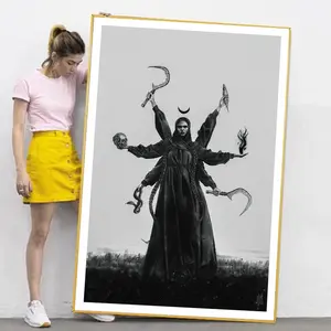 Black And White Art Goddess Kali Poster Prints For Living Room Decor Gothic Mysterious Folk Legends Art Canvas Painting Wall Art