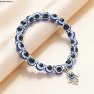Turquoise Blue Evil Eye Bracelet for Men Women Handmade Beaded Adjustable Charm Jewelry with Butterfly Pendant Daily Wear Lucky Accessory