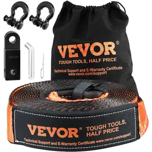 Off-Road Recovery Kit, 3x 30', Heavy Duty Winch Recovery Kit with 30, 000 lbs Tow Strap, 44, 092 lbs D-Ring Shackles, Shackle Receiver and Storage Bag, for ATVs, Jeeps, Off-Road Vehicles, Trucks
