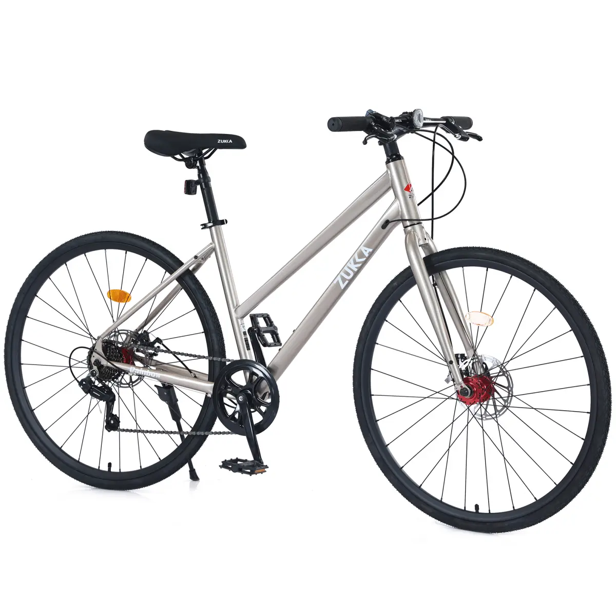 7-Speed Hybrid Disc Brake Bike, 700C Road-City Bicycle for Men-Women, Pavement-Ready, 220lbs Max Load, 33.73lbs Weight, 39.30in Frame Height, 68.80in x 25.20in x 39.30in Dimensions, 39.30 Inches