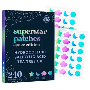 LivaClean 240 CT Holographic Cute Acne Patches - Space Edition w/Salicylic Acid & Tea Tree Oil- Hydrocolloid Star Pimple Patches Skincare products