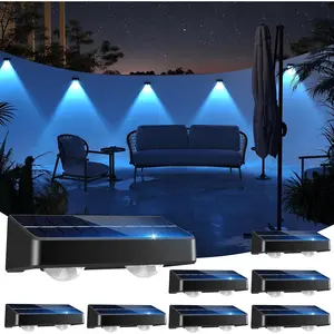 Solar Fence Lights 9-Color RGB Solar Lights Outdoor  Garden Wall Lights Solar  for Outside Backyard,Pathway,Yard,Party,Festival 8 Pack