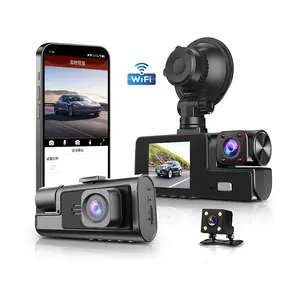 3-Channel Dash Cam， 1080P HD Dash Cam，Includes 32GB Memory Card ，Wi-Fi Connectivity ，In-Vehicle Video Surveillance with Night Vision ， 24/7 Parking Mode ， HD Screen  Parking Guidelines for Reversing