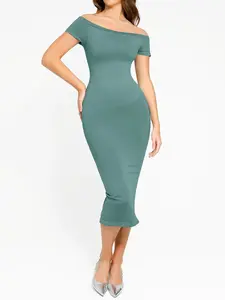 Popilush Shapewear Eco-Friendly Off Shoulder Seamless Dress-live