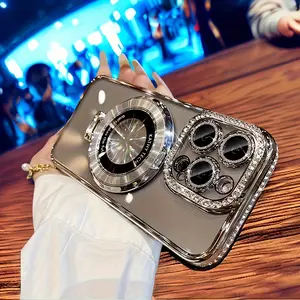 Luxury Shimmer Rhinestone TPU  Magnetic phone cases Compatible with Iphone 16 15 14 13 12 11 Pro Max Crystal Clear & Shock Resistant  Ideal Fit for Models