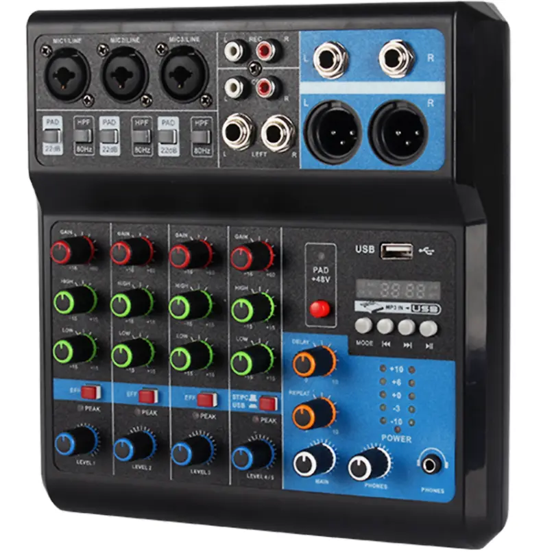 5-Channel Mini Live Mixer with DSP Effect, USB Audio Interface & Bluetooth Sound Console for Home Studio Karaoke Streaming eurorack modular