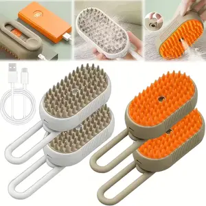 Upgraded Reusable Pet Hair Steam Brush for Shedding,Rechargeable cat brushes for indoor cats,Quiet Detangling Brush for Long Haired Cats and Dogs