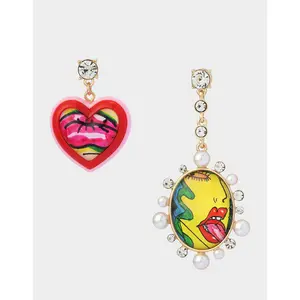 Betsey Johnson ART CAMPAIGN MISMATCH DROP EARRINGS