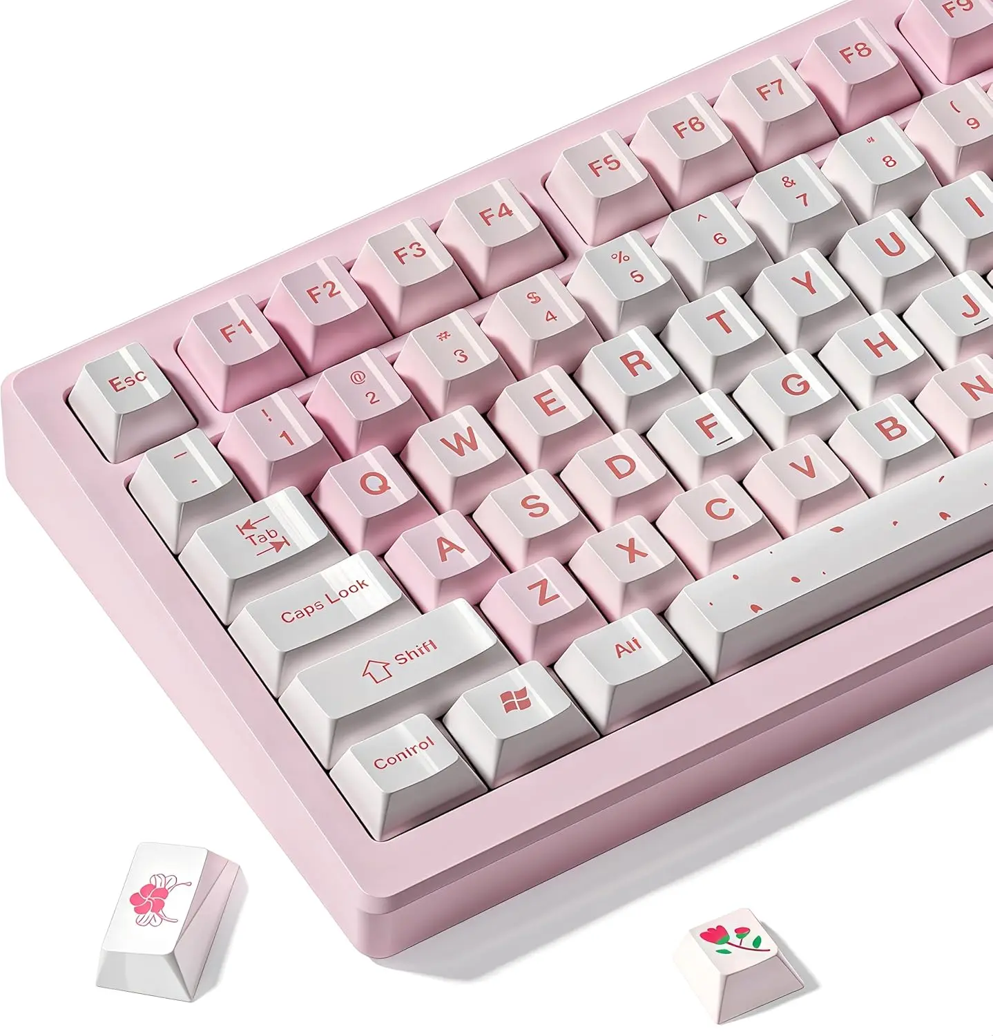 Womier PBT Keycaps Set,Custom Ceramic Coating Cherry Profile for 100% 75% 65% 60% TKL US Layout Mechanical Keyboard