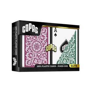 Copag 1546 100% Plastic Playing Cards – Poker Size Regular Index (Burgundy & Green Double Deck)