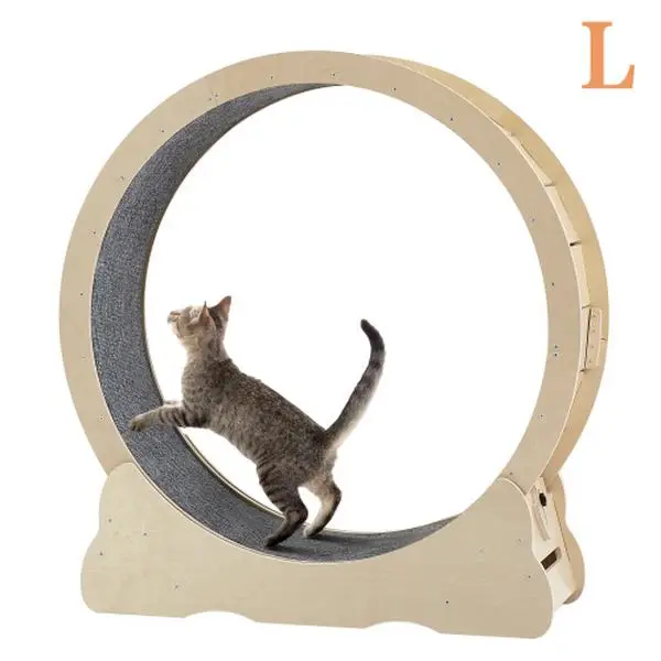 LinkRomat Cat Exercise Wheel - Indoor Cat Treadmill with Carpeted Running Track, Safety Cat Treadmill with Latch, Weighted Wheel for Cats, Add Fun to