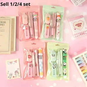 1/2/4 Creative Theme Stationery Set, including Peach Theme Carrot Theme Donut Theme Panda Theme, Creative Writing Set, Perfect Children's Day Gift, Suitable for Schools and Offices, School Supplies