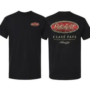 Peterbilt "Class Pays" T-Shirt – Vintage Distressed Red Logo Graphic Tee, Timeless Peterbilt Pride Since 1939, Classic Fit for Diesel Drivers and Trucking Enthusiasts
