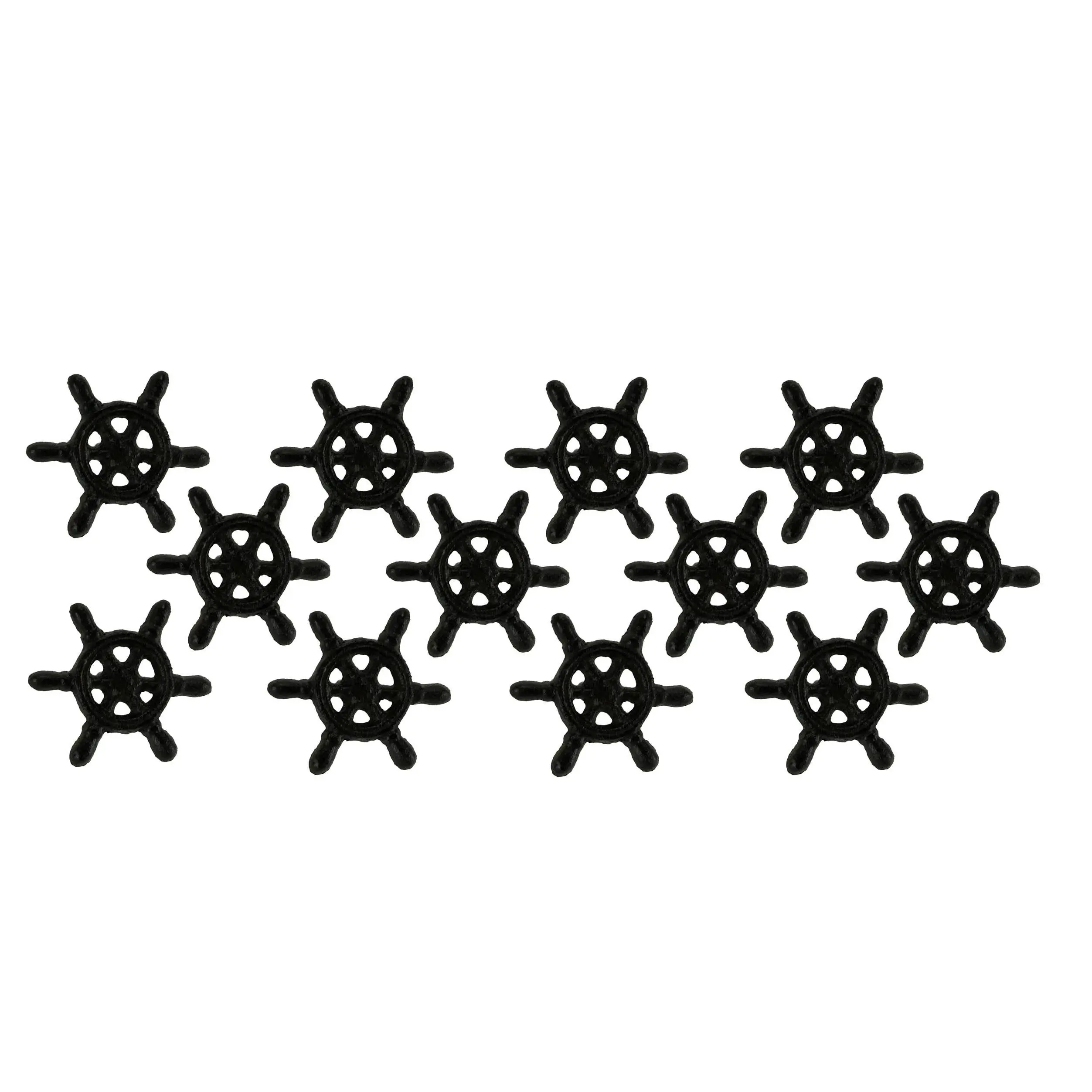 Dark Brown Cast Iron Nautical Ship Wheel Drawer Pulls or Cabinet Knobs Set of 12