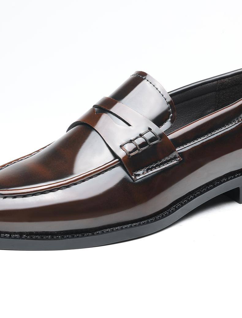 Men's Classic Penny Loafers, Glossy Slip-On Formal Dress Shoes8661