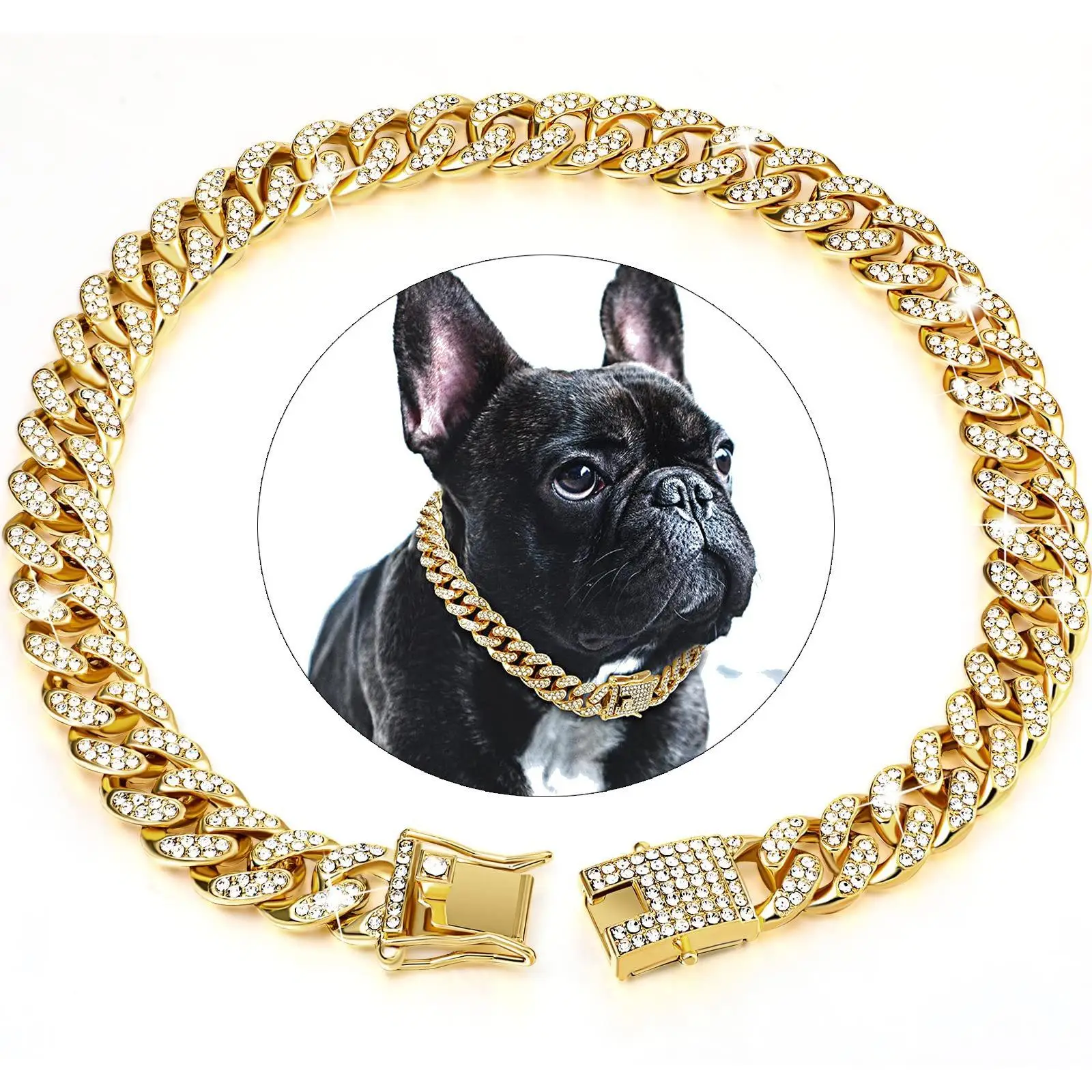 Rhinestone Decor Pet Collar, 1 Count/4 Counts Metal Pet Necklace, Decorative Necklace for Dogs & Cats