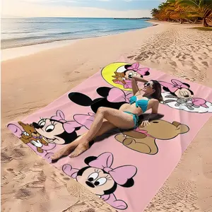Minnie Beach Towel, Super Absorbent Microfiber Bath Towel, Perfect for Pool Parties, Beach Vacations, Summer Outdoor Multi-Purpose Large Quick-Dry Towel