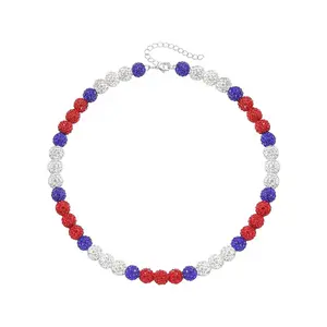 Christmas Baseball Necklace For Men Women Rhinestone Discoball Necklaces Baseball Beaded Dirp Accessories Necklace Christmas Gifts