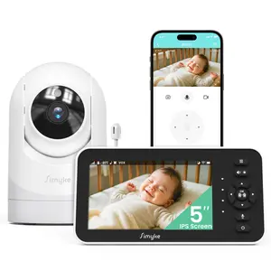 Simyke Video Baby Monitor - 5''IPS Screen & 1080P Camera App Control, Motion Alerts, HD Night Vision, 2-Way Talk, Multi-User, Triple Security, 1200ft Range