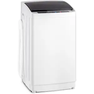 25LBS Portable Washing Machine, Full-Automatic Electric Laundry Machine with Stainless Steel Drum, Compact Washer and Spin Dryer Combo with Drain Pump for Home, Apartment