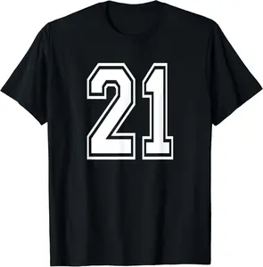 t-shirt Number 21 Numbered Uniform Sports Jersey Team 21st Birthday t-shirt