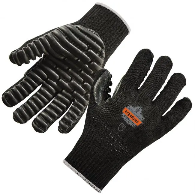 ProFlex 17593 Certified Lightweight Chloroprene Vibration Guard Gloves - Medium Size, Black, 10-Gauge Cotton/Nylon Knit, Pre-Curved, EN ISO 10819:2013 Certified, Single Pair, for Demolition, Drilling Work Safety, Anti-Vibration Gloves