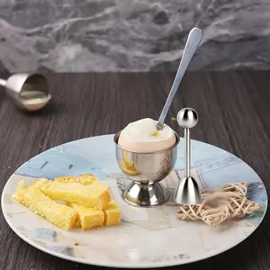 3pcs Stainless Steel Egg Shell Remover Tool - Manual Handheld Egg Cracker Separator with Ergonomic Handle, Food-Safe Kitchen Gadget for Boiled Eggs, Salad & Sandwich Prep, Salad Serving Accessory | Sleek Metallic Finish | Durable Kitchen Tool