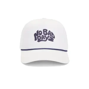 PrettyBoy No Bad Dayz Rope Hat in White & Deep Navy Unisex