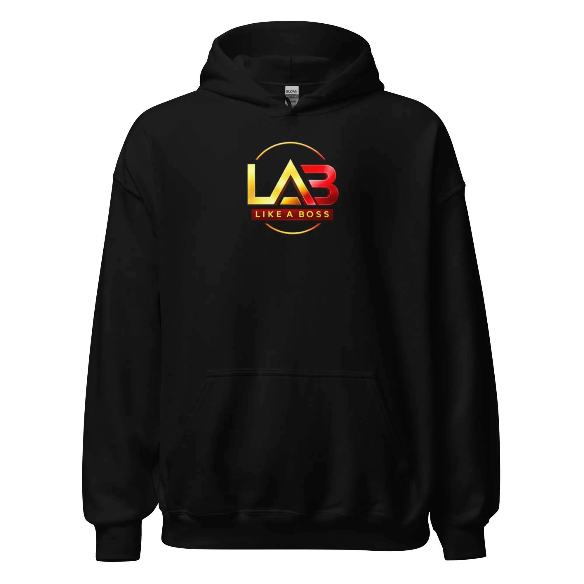 LIKE A BO$$ Men's Classic Long-Sleeve Soft Polyester-Spandex Hoodie - Athletic Menswear Top with Pocket, Hem Detail for Daily Wear