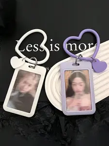 Card Holder with Silicone Heart Bracelet Keychain, ID Card Protector, Bus Pass, Metro Card, Photo, Resident Card Case, Gift for Friends Family
