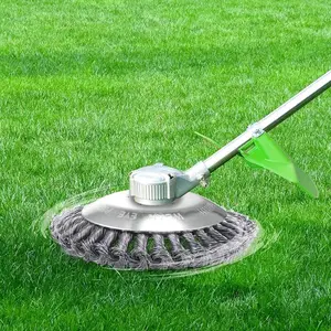 5-Piece Garden Mower-Compatible Weed Head Set, Thick Steel Wire Torsion Spring Lawn Mower Accessory with Steel Wheel for Rust Removal, Grass Trimming, Garden Use, Grass Trimmer Handle Cutting