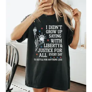 Patriotic T-Shirt, Liberty and Justice For All Shirt, 4th of July Shirt, Statue of Liberty Tee, American Pride Shirt, USA Independence Day Gifts