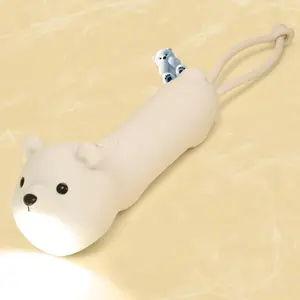 Silicone Polar Bear Flashlight, Dimmable Rechargeable Hanging Night Light for Camping, Night Walks and Home Use, Animal Themed Themed Portable Torch