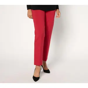 Susan Graver Petite Ponte Knit Straight-Leg Pull-On Pants