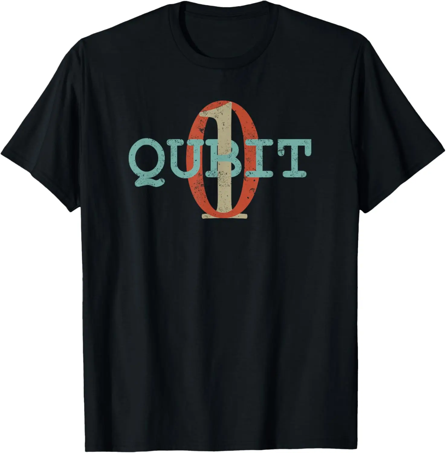 Women's 100% Cotton Short-Sleeve Round Neck Casual Distressed Graphic T-Shirt - Qubit Gift, Quantum Entanglement, Computer Physics Computing Theme