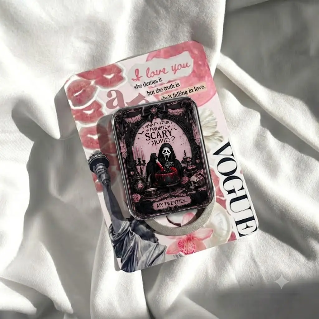 Horror Movie Birthday Magnetic Phone Grip, Masked Figure Acrylic Phone Holder, Gothic Party Gift, Creepy Cute Phone Accessory
