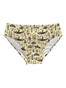 Men's Summer Swimwear Abstract Monster Pattern Casual Sports Athletic Competition/Training Triangle Swim Trunks Stretchy Lightweight Quick Drying Comfortable Hawaii Beach Surf Bikini Bottom Suitable for Pool/Party/Hot Springs/Vacation/Gift for Men