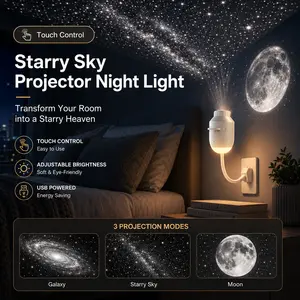 Star Projector Night Light for Bedroom – Dreamy Galaxy & Moon Starry Sky Lamp, Touch Control USB Mood Light