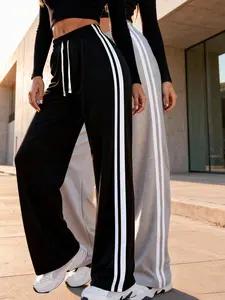 Women's wide-leg line design trousers, comfortable fabric, suitable for sports, outdoor, casual and daily wear