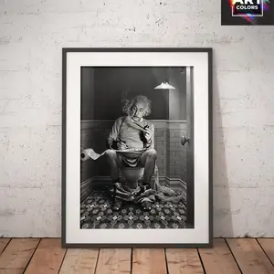 Funny Bathroom Wall Art - Albert Einstein - altered style - Funny Poster, bar decor ,Amusing Toilet Humor R