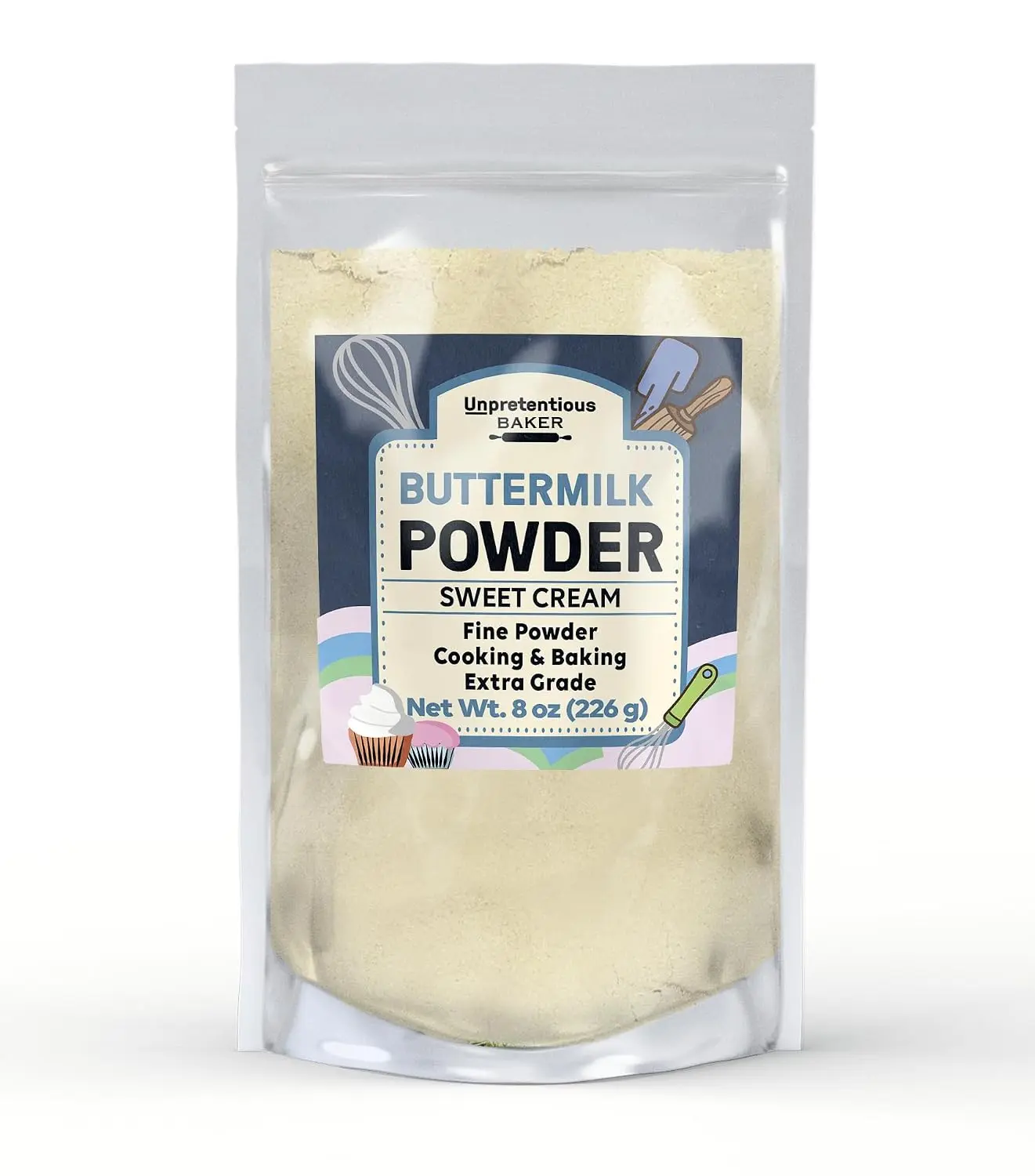 Unpretentious Buttermilk Powder, Made from Sweet Cream, Fine Powder, Cooking & Baking (8 Ounce) – 8 Ounce (Pack of 1)