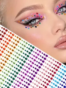 3D Simulation Large Mixed Color Glitter Rhinestone Eyelash, DIY Eye Makeup Decoration Temporary Fake Tattoo Sticker for Festivals & Events, 1 Sheet