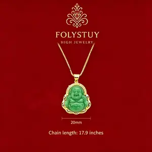 [FOLYSTUY(K0057)]Exquisite Buddha Pendant:Delicately Sculpted Buddha Figure -Exquisite Buddha PendantPair with the small box-shaped necklace. The necklace is 17.8 inches long.