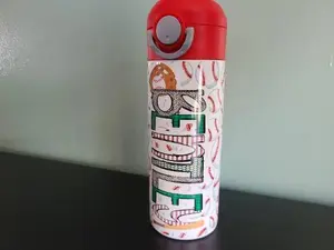 Baseball Water Bottle Personalized with Red Lid - 12 oz Flip Top Water Bottle with Straw