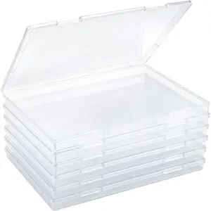 6 Pack Photo Storage Box, Large Plastic Scrapbook Paper Containers with Snap-Tight Latch, Fits 8" x 10" Photo, Clear Photo Organizers for Card, Craft, Game, Office Supplies