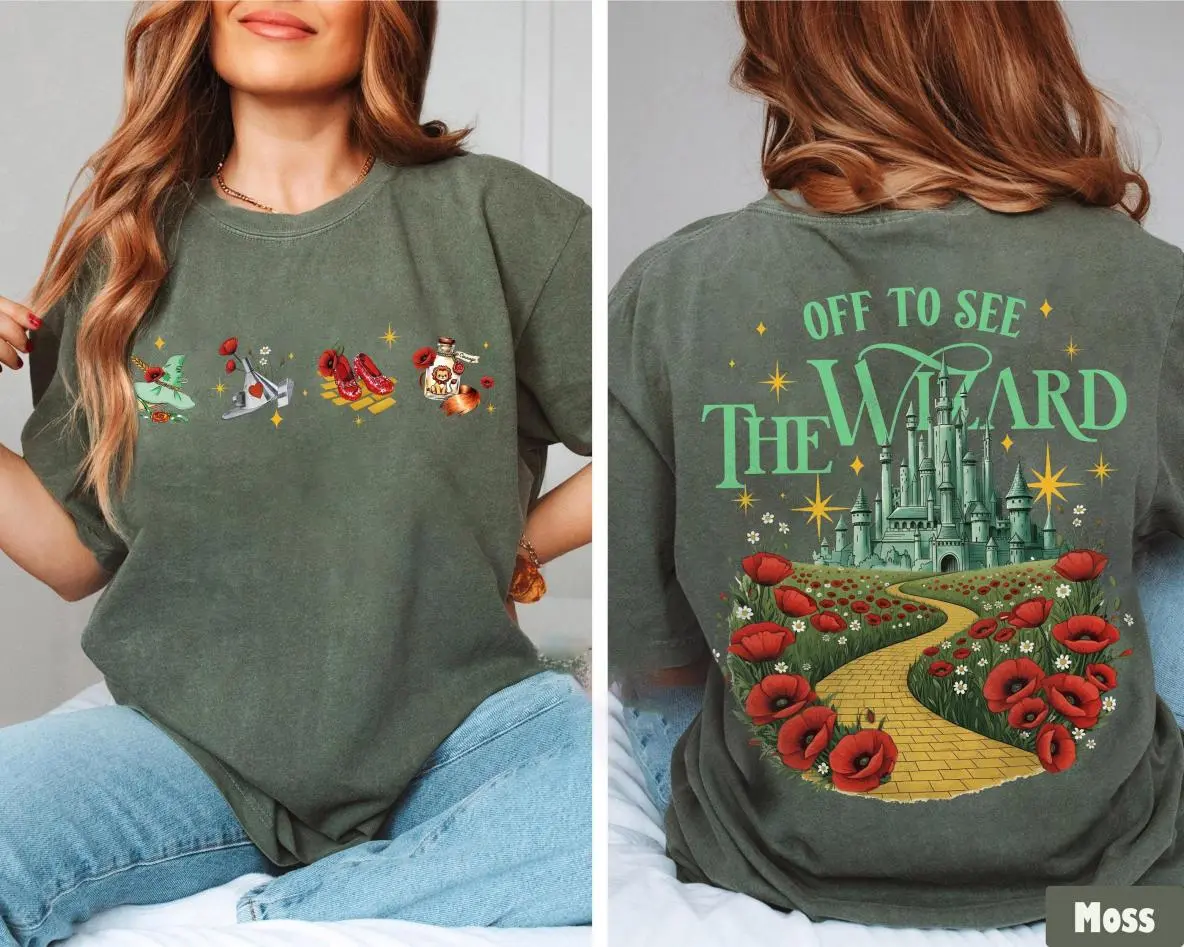 Vintage Off to See the Wizard Two Sided Shirt, Yellow Brick Road Wizard Of Oz Shirt, We're Off Wizard Shirt, Wizard Witch Emerald